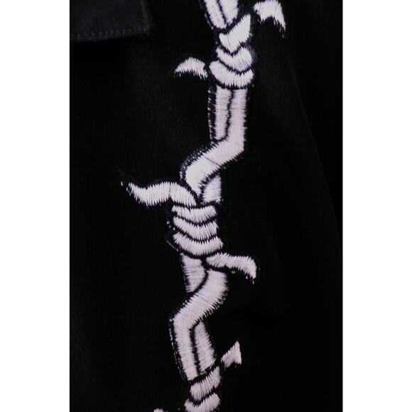 vtg 90's Jnco Shirt L Black Embroidered Barbwire Hip Hop Button Streetwear Nice - Picture 6 of 12